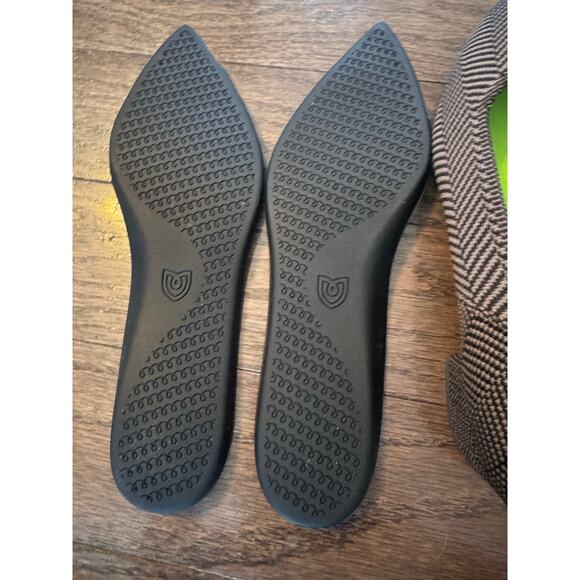 Rothys High Point Block Heels Women 7 Sparrow Herringbone Gray Knit Pointed Toe - Picture 5 of 8